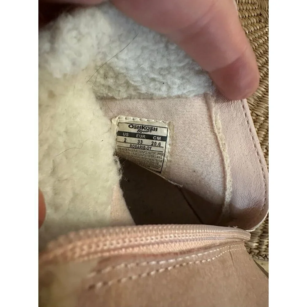 OshKosh B’gosh Pink Faux Fur Lined Lace-Up Boots - Kids Size 2